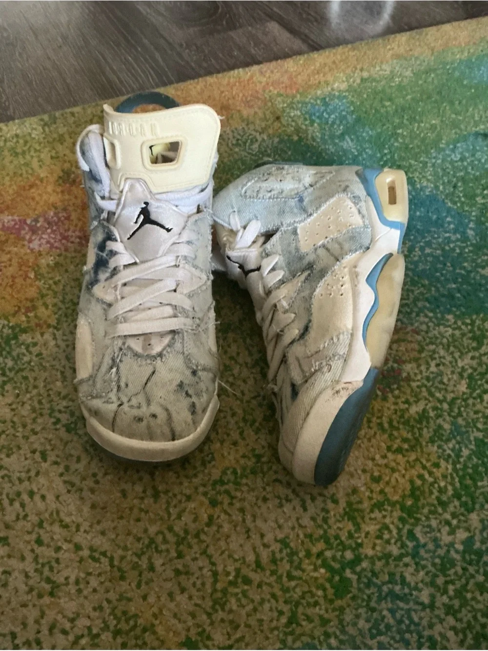 Jordan Kids White & Light Blue Basketball Sneakers